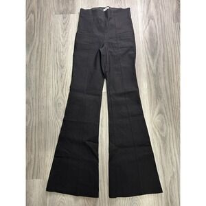 GARAGE Black Flare Pants Elastic Waist Ribbed Detail High Rise Womens  work